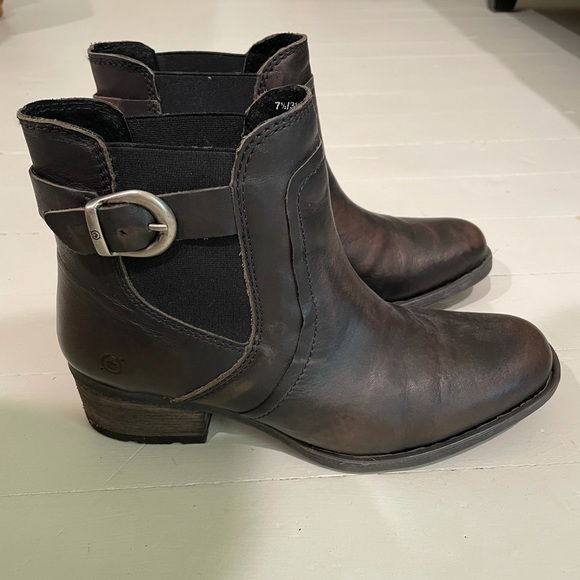 Born Dark Leather Ankle Boots - Picture 1 of 4